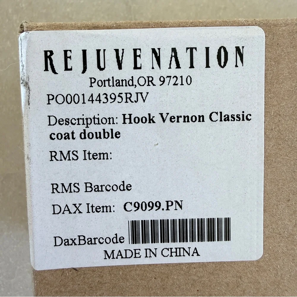 NWT Rejuvenation Vernon Classic Double Coat Hook Polished Nickel
